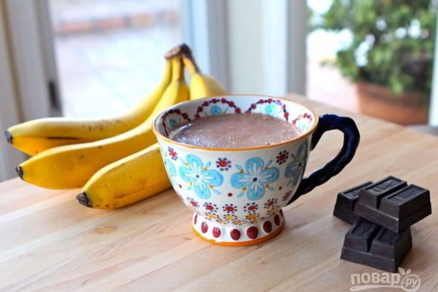 Рецепт горячего шоколада с бананом