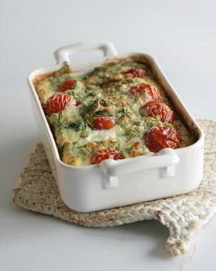 Клафути с козьим сыром и помидорами черри