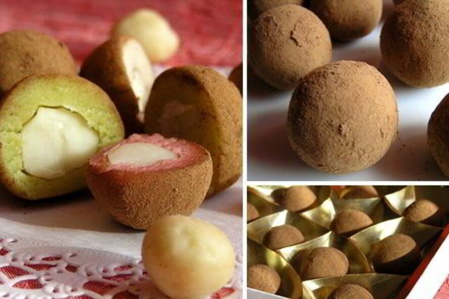 Рецепт конфет из марципана с орехом макадамия