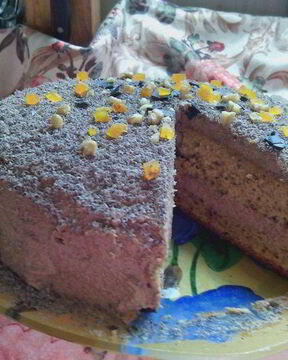 Воздушный тыквенно-ореховый бисквит с тыквенно-шоколадным кремом