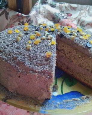 Воздушный тыквенно-ореховый бисквит с тыквенно-шоколадным кремом