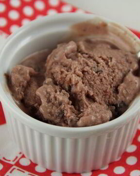 Мороженое с малиной и шоколадом