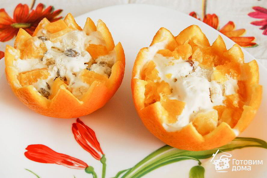Рецепт мороженого в апельсиновых чашечках