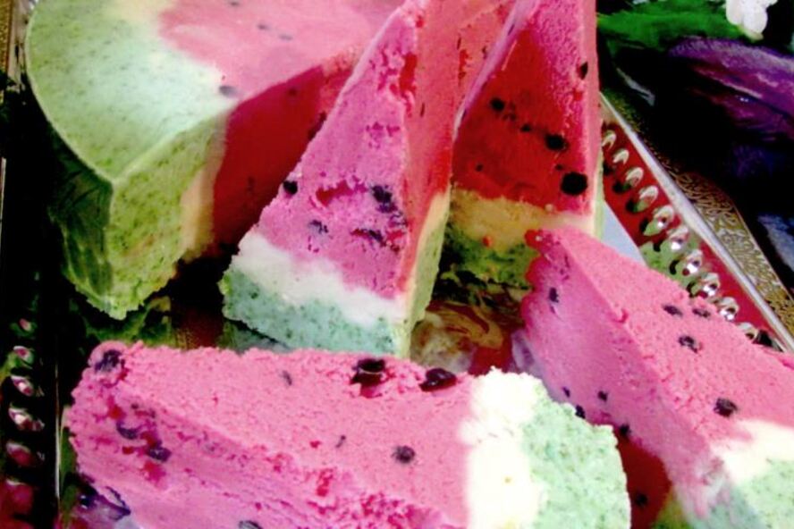 Рецепт торта-мороженого арбуз