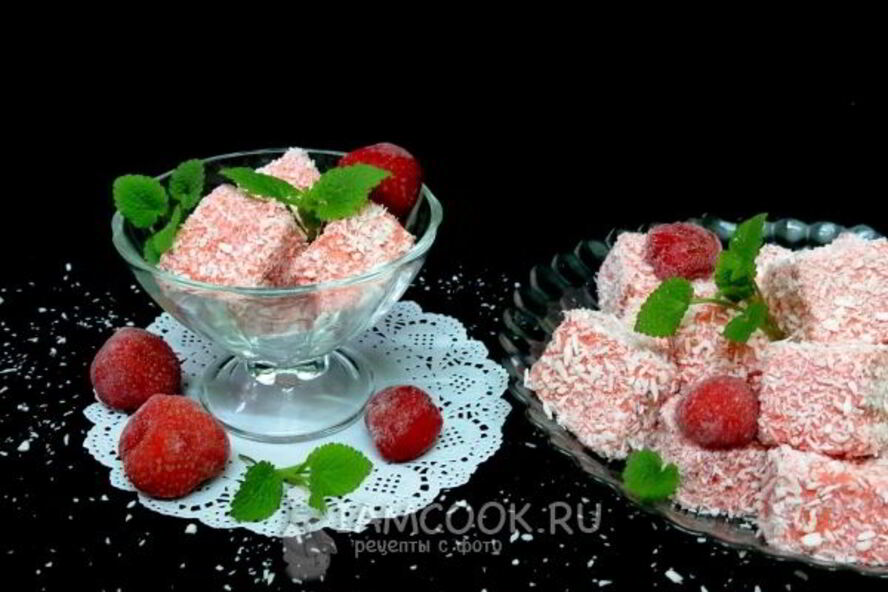 Рецепт мусса из клубники с кокосовой стружкой