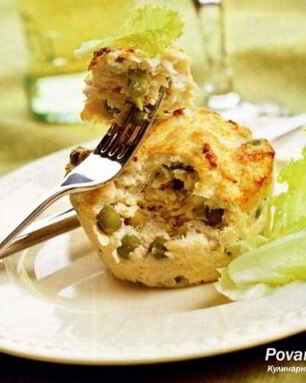 Куриное суфле с зеленым горошком и сельдереем