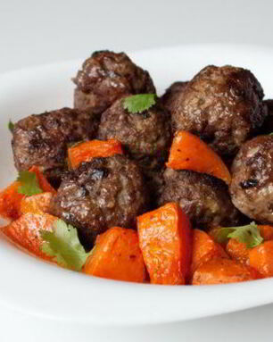 Фрикадельки из говядины с печеной тыквой