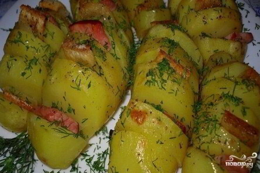 Рецепт картофеля с беконом в фольге