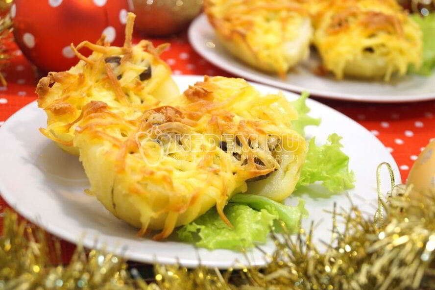 Рецепт картофеля с грибами в духовке