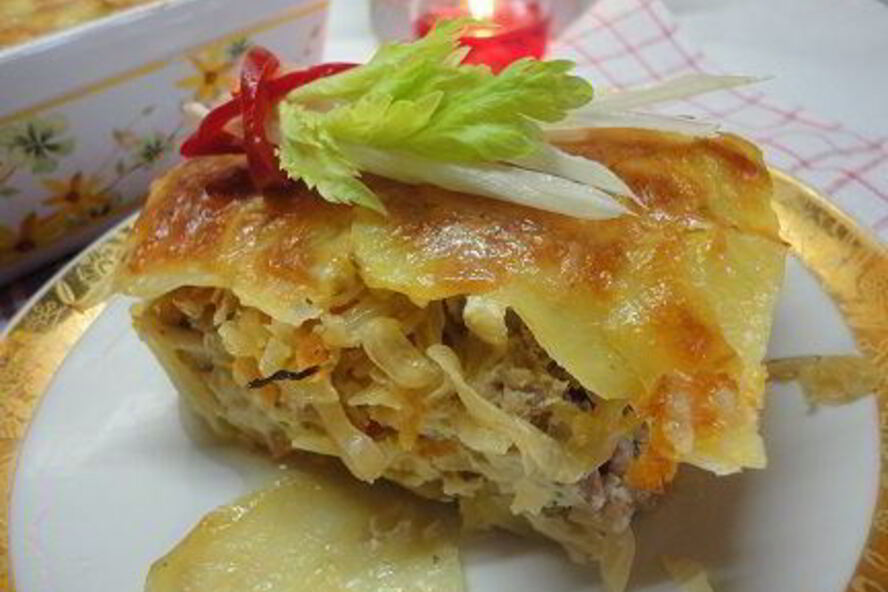 Рецепт картофеля с мясом и капустой