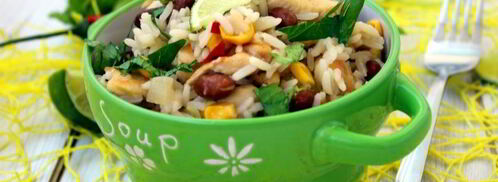 лимонный рис с курицей, кинзой и фасолью. Шаг 7