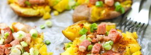 мятый картофель с ветчиной в духовке. Шаг 11