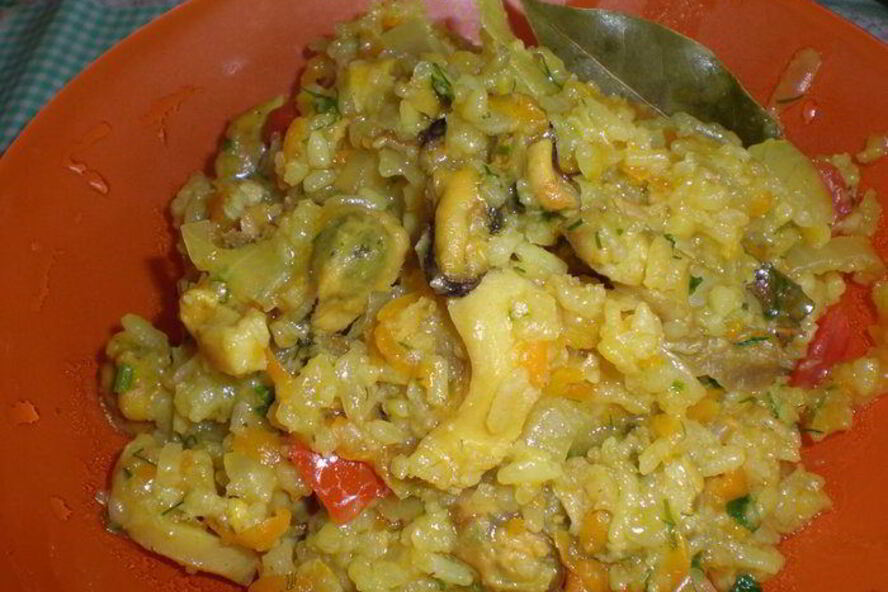 Рецепт риса с мидиями и рапанами