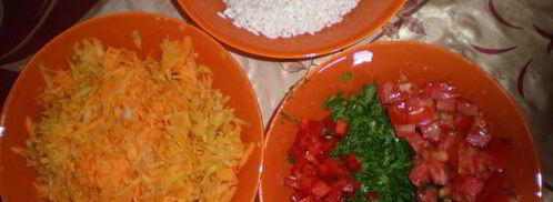 рис с мидиями и рапанами. Шаг 2