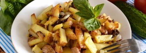 жареная картошка с белыми грибами. Шаг 9