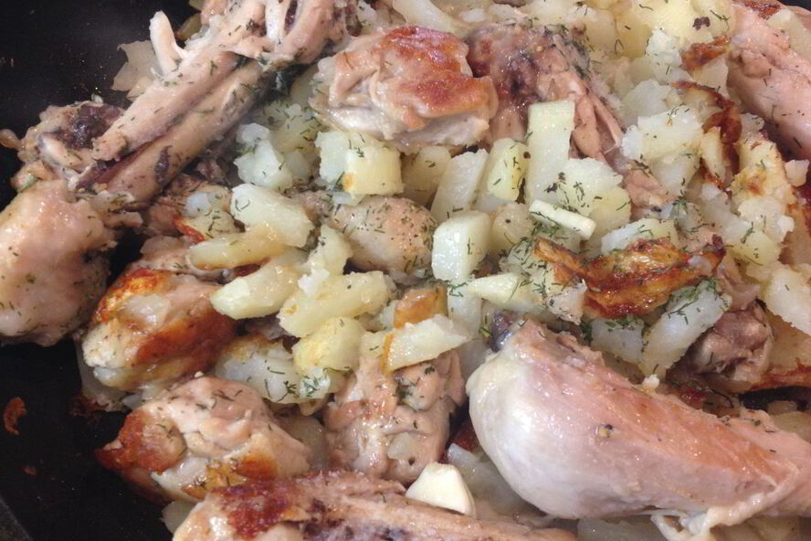 Рецепт жареной картошки с курицей
