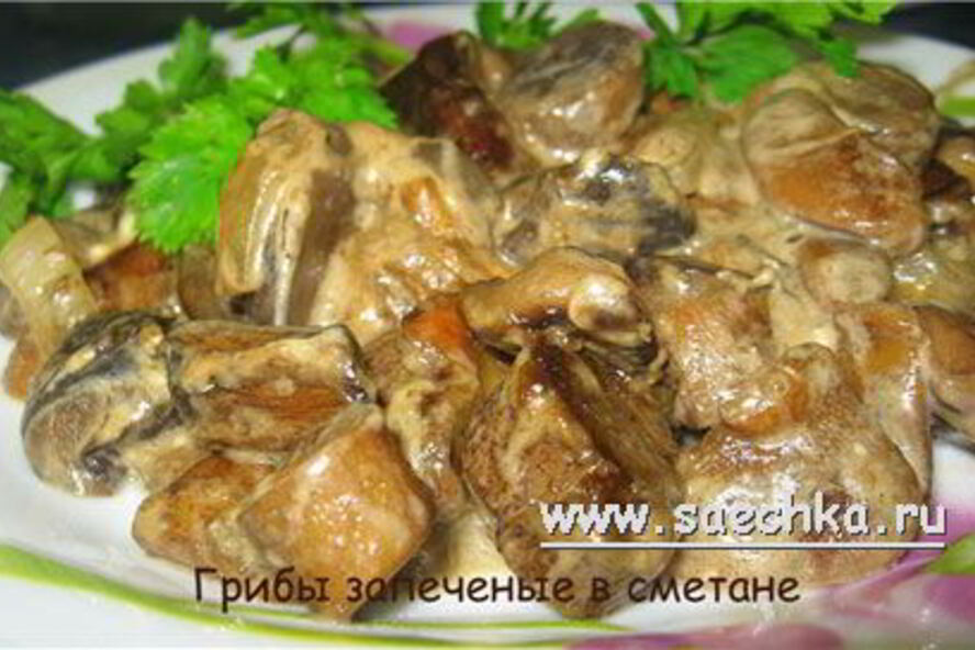 Рецепт грибов со сметаной