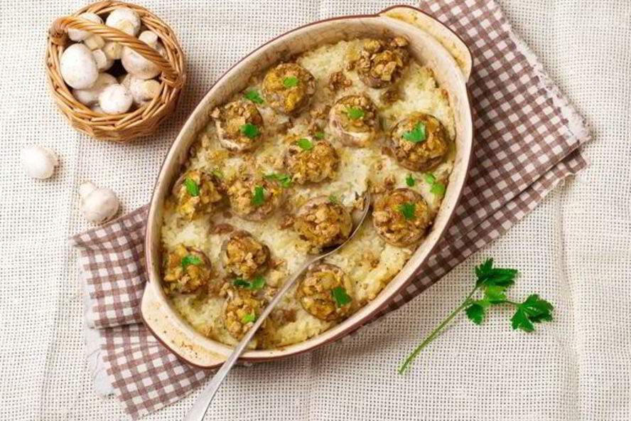 Рецепт шампиньонов, фаршированных хрустящими бородинскими отрубями
