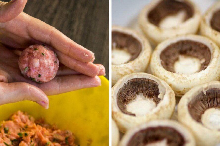 Рецепт шампиньонов с фаршем
