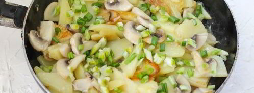 жареные грибы с картошкой на сковороде. Шаг 7