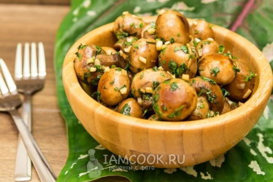 Рецепт жареных шампиньонов с чесноком и кинзой