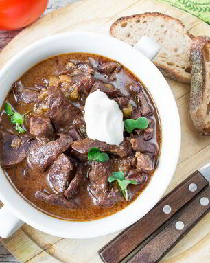 Гуляш из говяжьего сердца