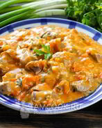 Гуляш из куриных желудков