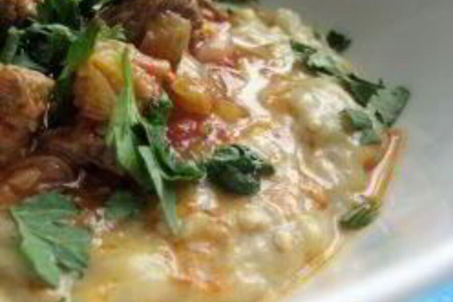 Рецепт пюре из баклажанов с гуляшом из мяса