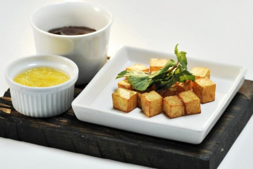 Рецепт картофельных кубиков с шоколадом и мандариновым пюре