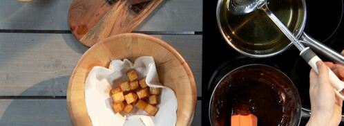 картофельные кубики с шоколадом и мандариновым пюре. Шаг 3