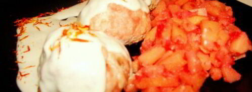 котлеты из индейки с айвой под голубым соусом и шафраном. Шаг 7