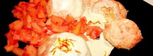 котлеты из индейки с айвой под голубым соусом и шафраном. Шаг 8