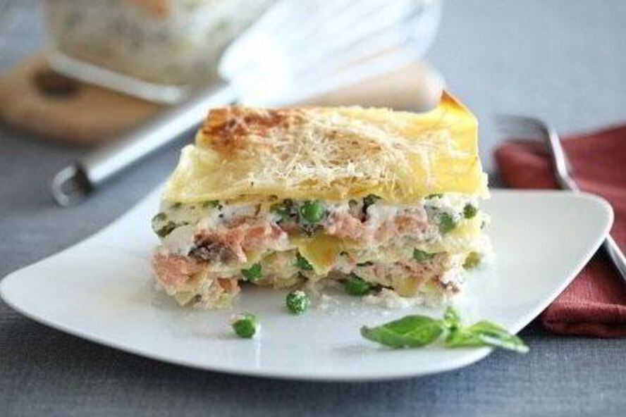 Рецепт лазаний с лососем и творогом