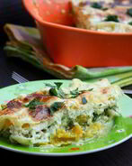 Лазанья с тыквой и шпинатом под соусом из рикотты