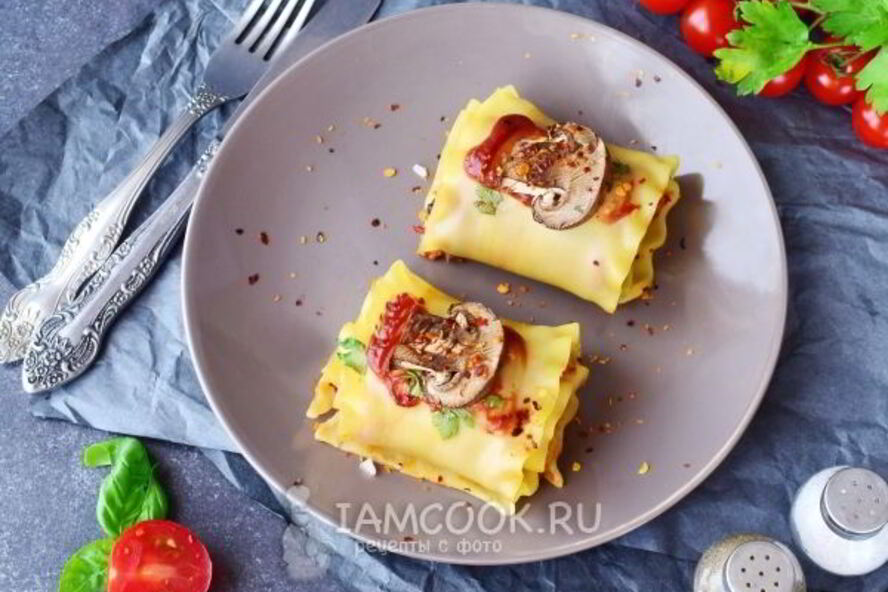 Рецепт постной лазанья с грибами
