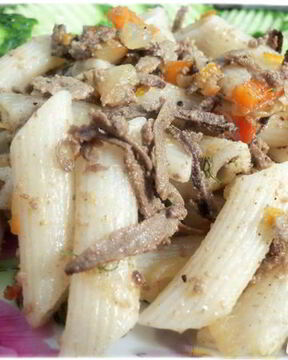 Макароны по-флотски с печенью