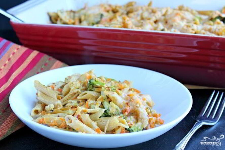 Рецепт макарон с курицей в духовке