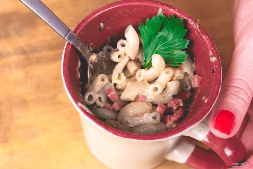 Рецепт макарон с сыром в кружке