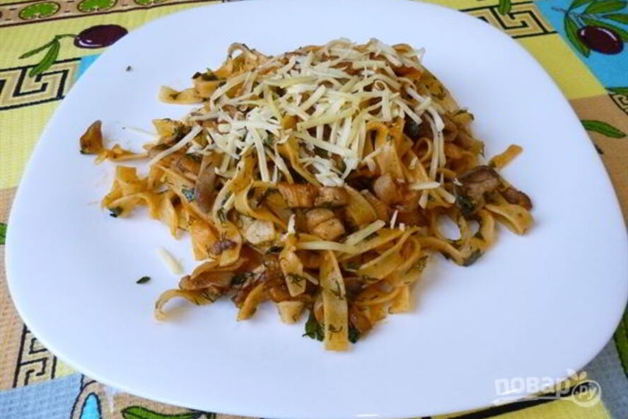 Рецепт макарон с вешенками