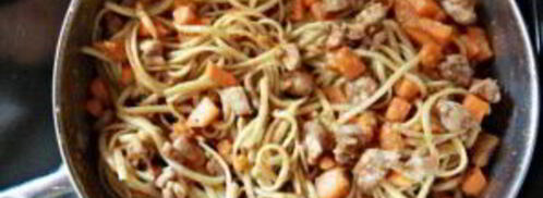 паста с курицей и сладким картофелем. Шаг 3