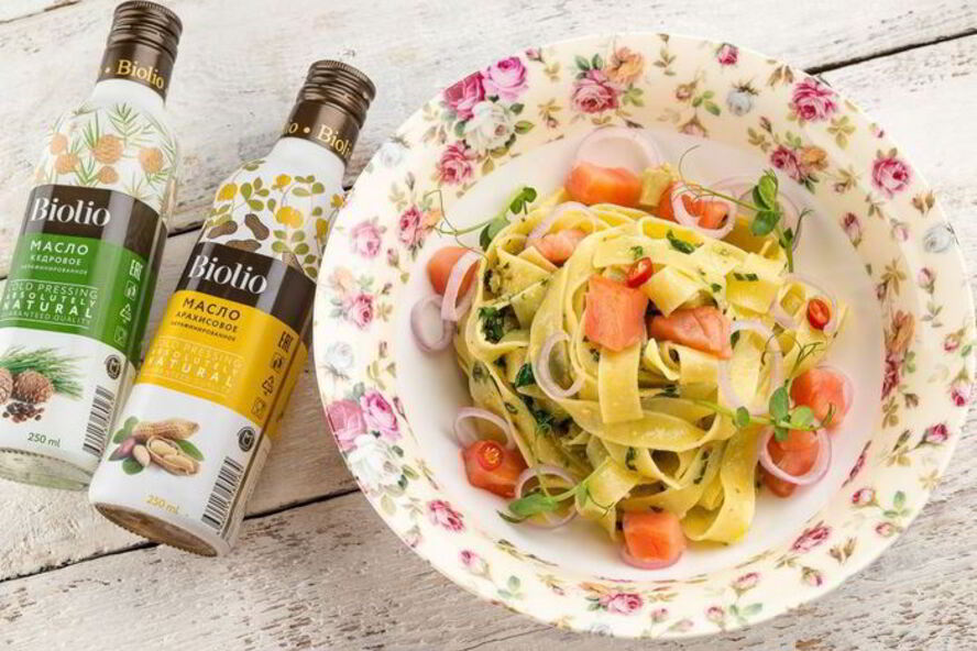 Рецепт пасты с семгой и соусом песто