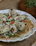 Спагетти с мидиями в сливочном соусе