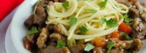 спагетти со свининой в соусе. Шаг 6