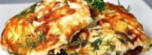 мясо по-французски с грибами и помидорами. Шаг 7