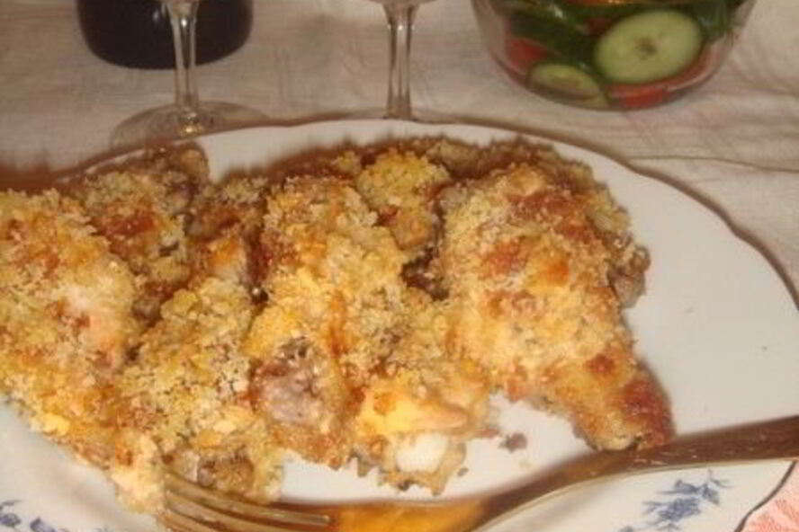 Рецепт куриных крылышек в панировке из хлебной крошки и сыра