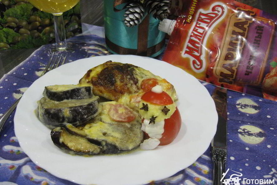 Рецепт курицы с баклажанами под чесночным маринадом