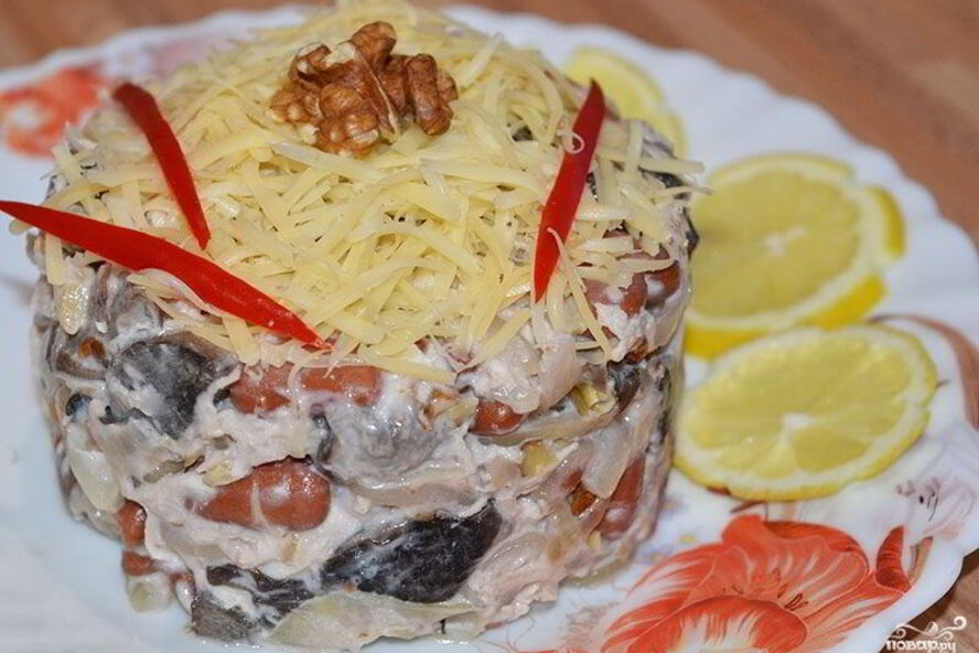 Рецепт курицы с фасолью и грибами