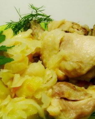 Курица с капустой в духовке