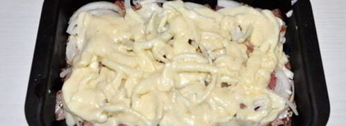 запеченная свинина с овощами под соусом бешамель. Шаг 4