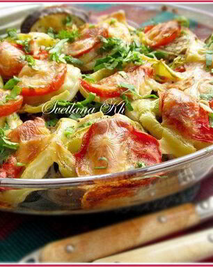 Баклажаны с мясом и овощами